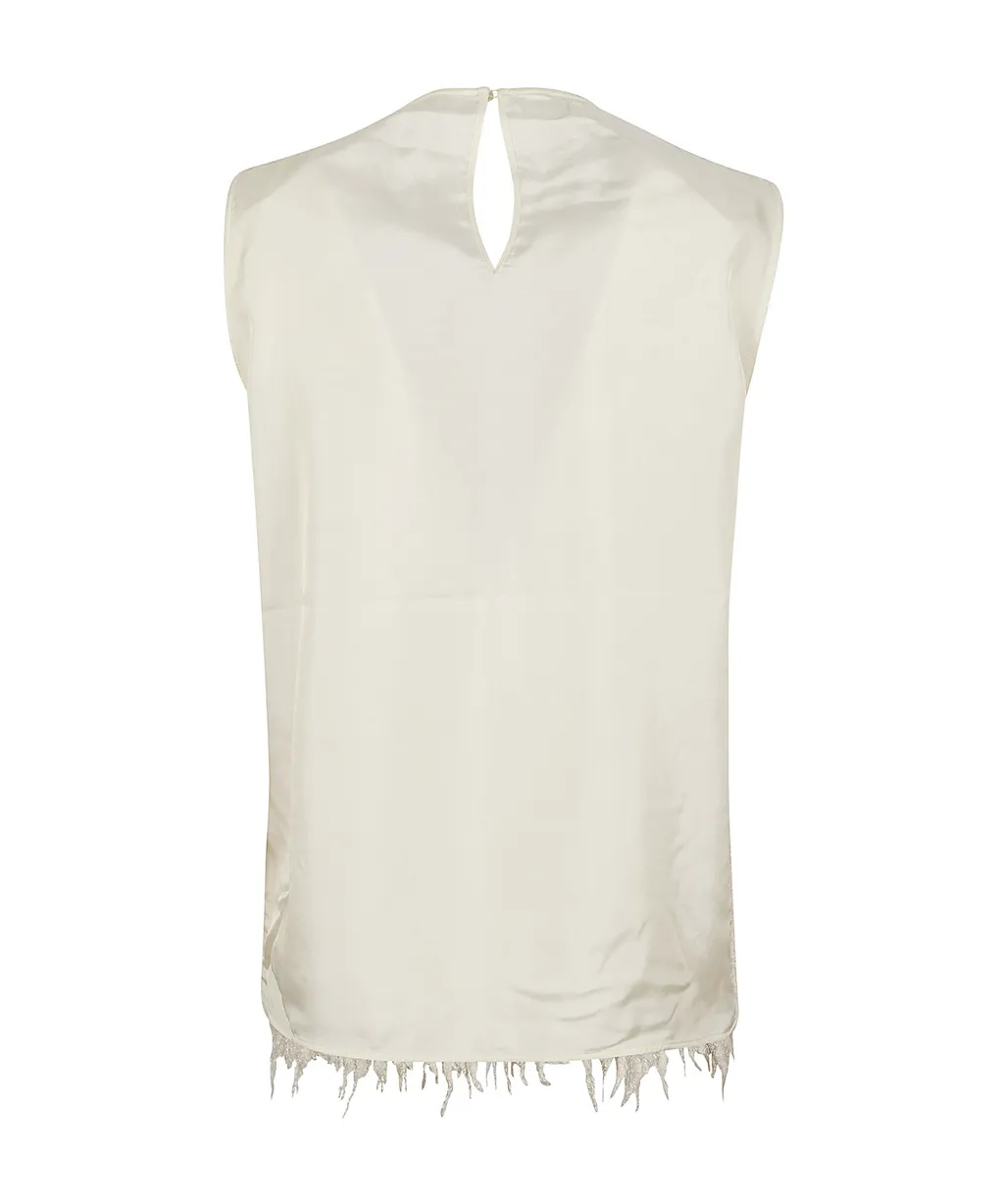 Raw-Cut Edge Sleeveless Top