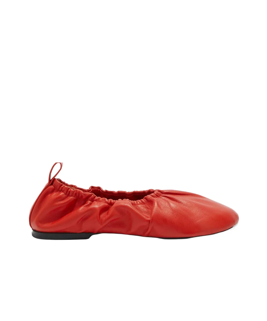 Jil Sander Gathered Round Toe Slip-On Ballerina Shoes