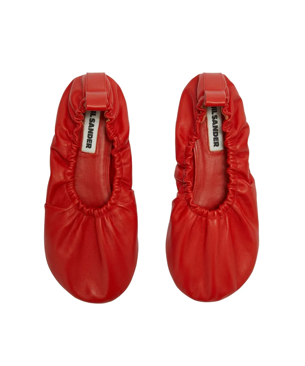 Jil Sander Gathered Round Toe Slip-On Ballerina Shoes