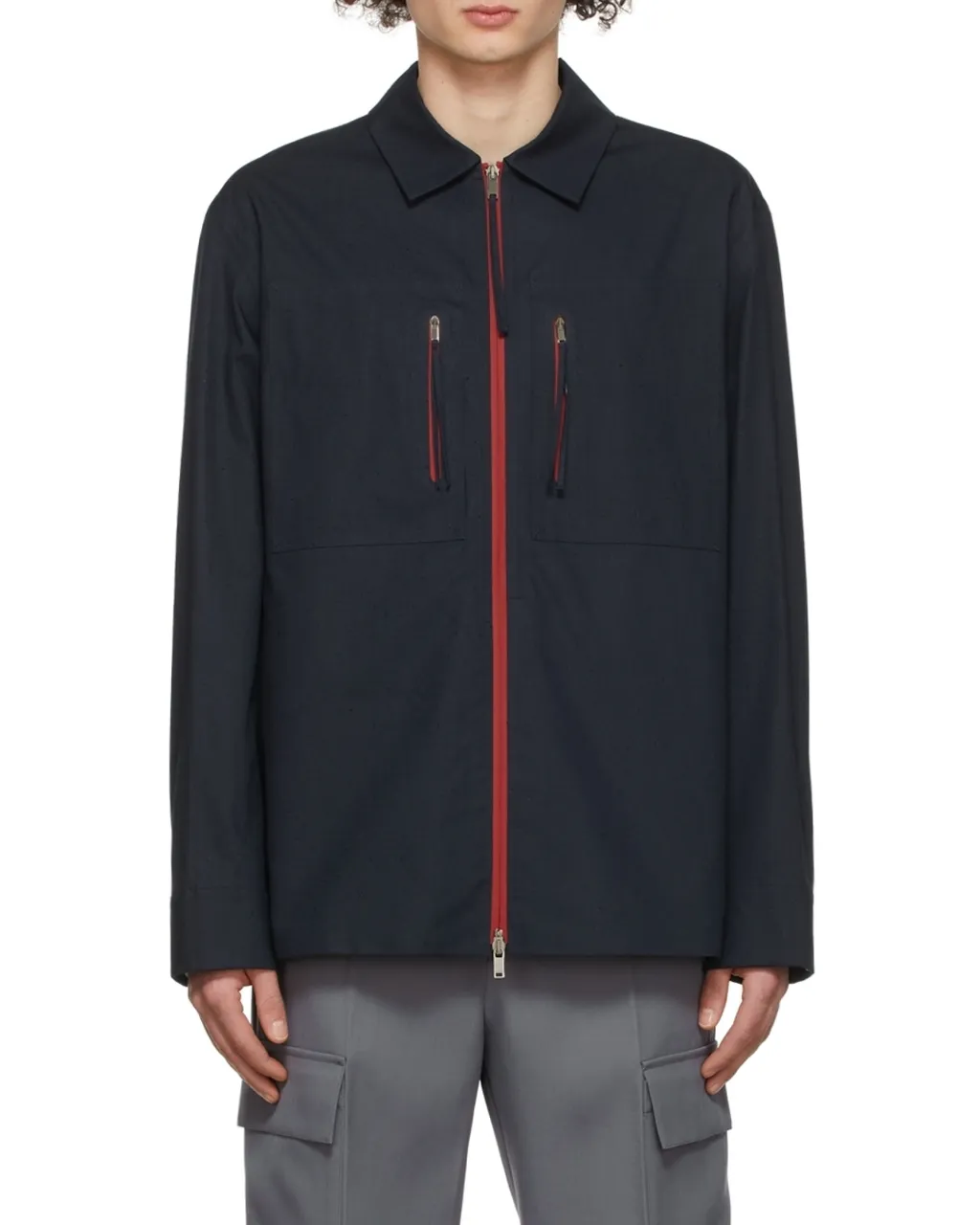 Zip-Up Cotton Shirt Jacket