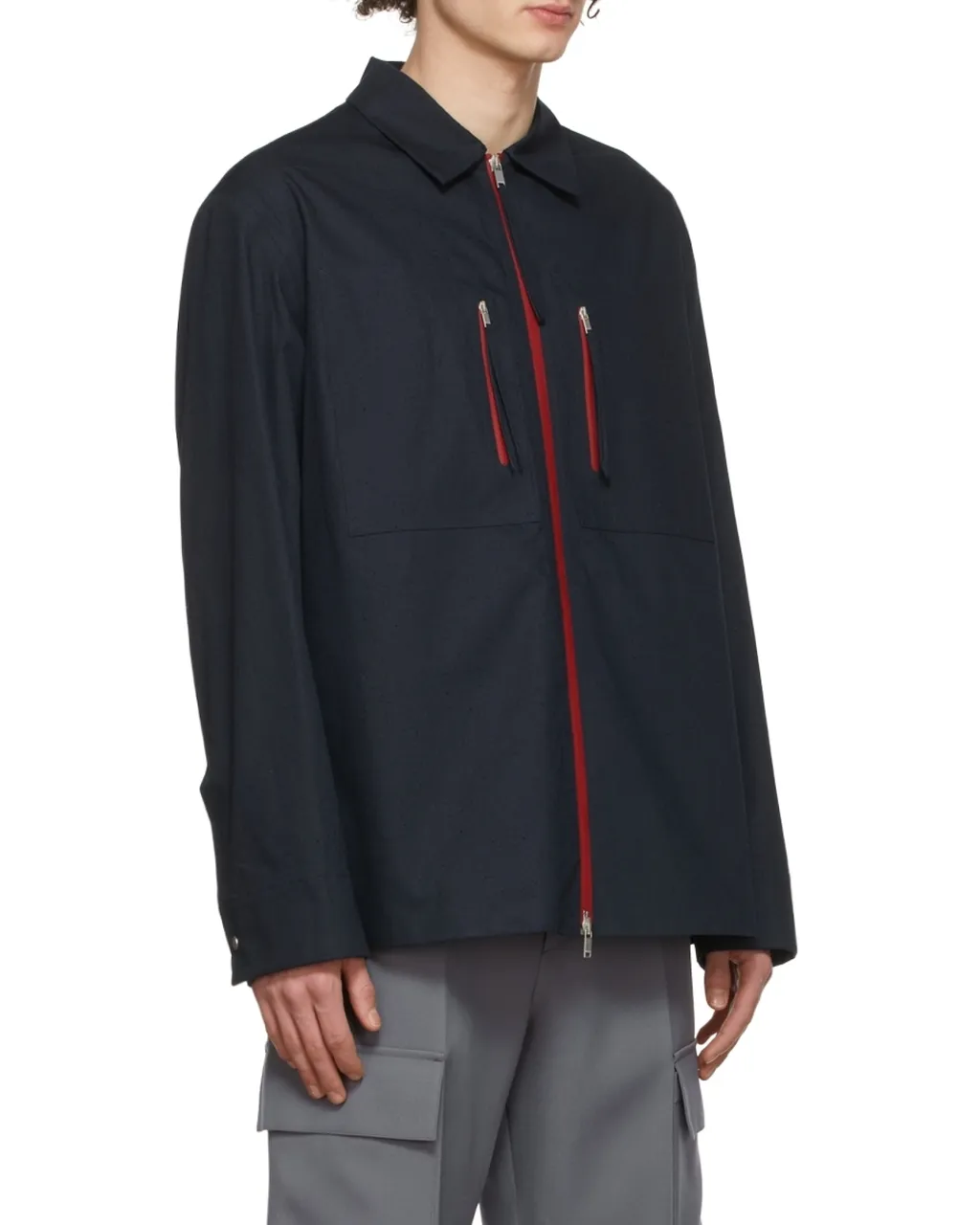 Zip-Up Cotton Shirt Jacket
