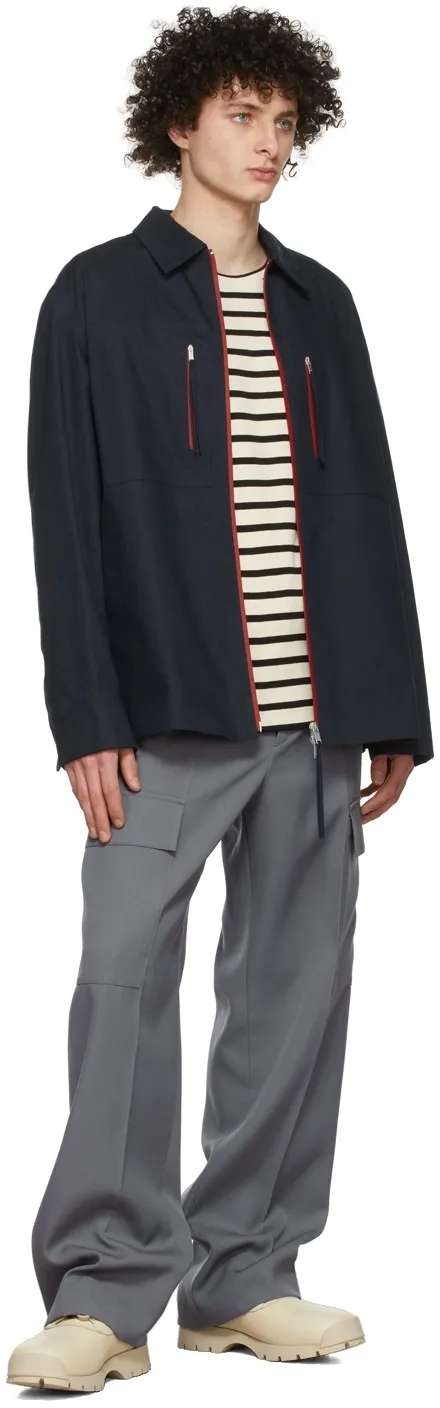 Zip-Up Cotton Shirt Jacket