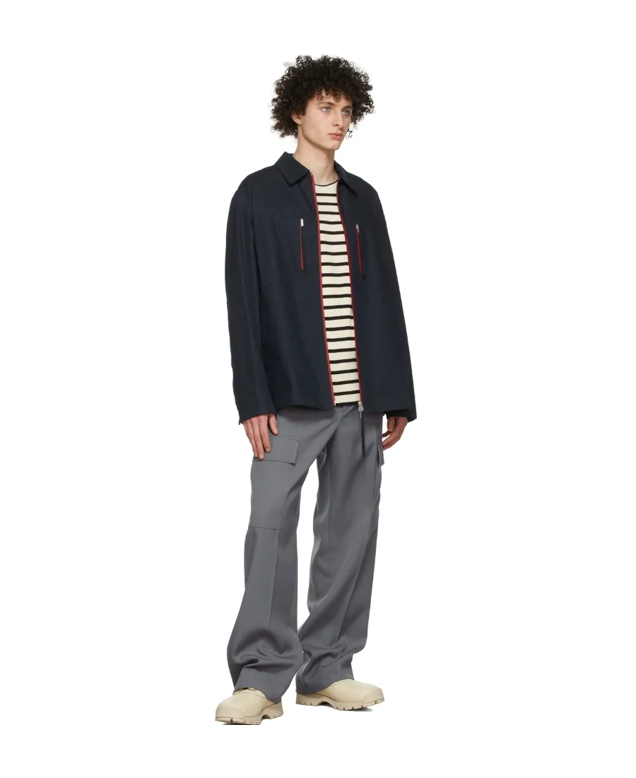 Zip-Up Cotton Shirt Jacket