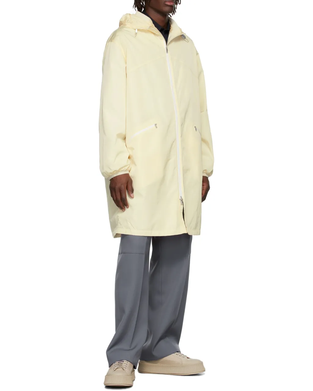 Hood Elastic Drawcord Parka Coat