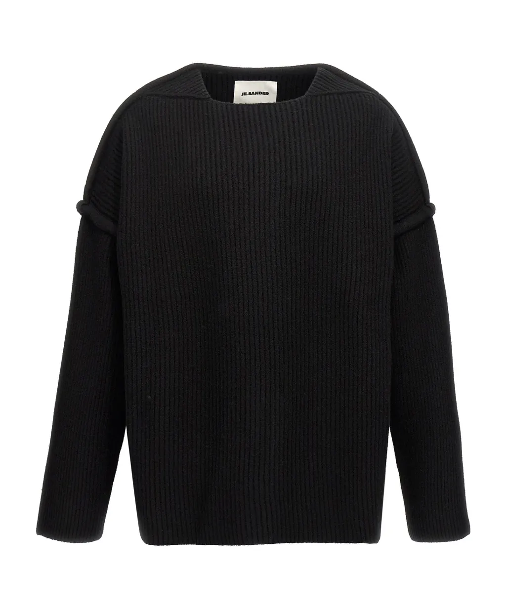 Geometric Neckline Knitted Jumper