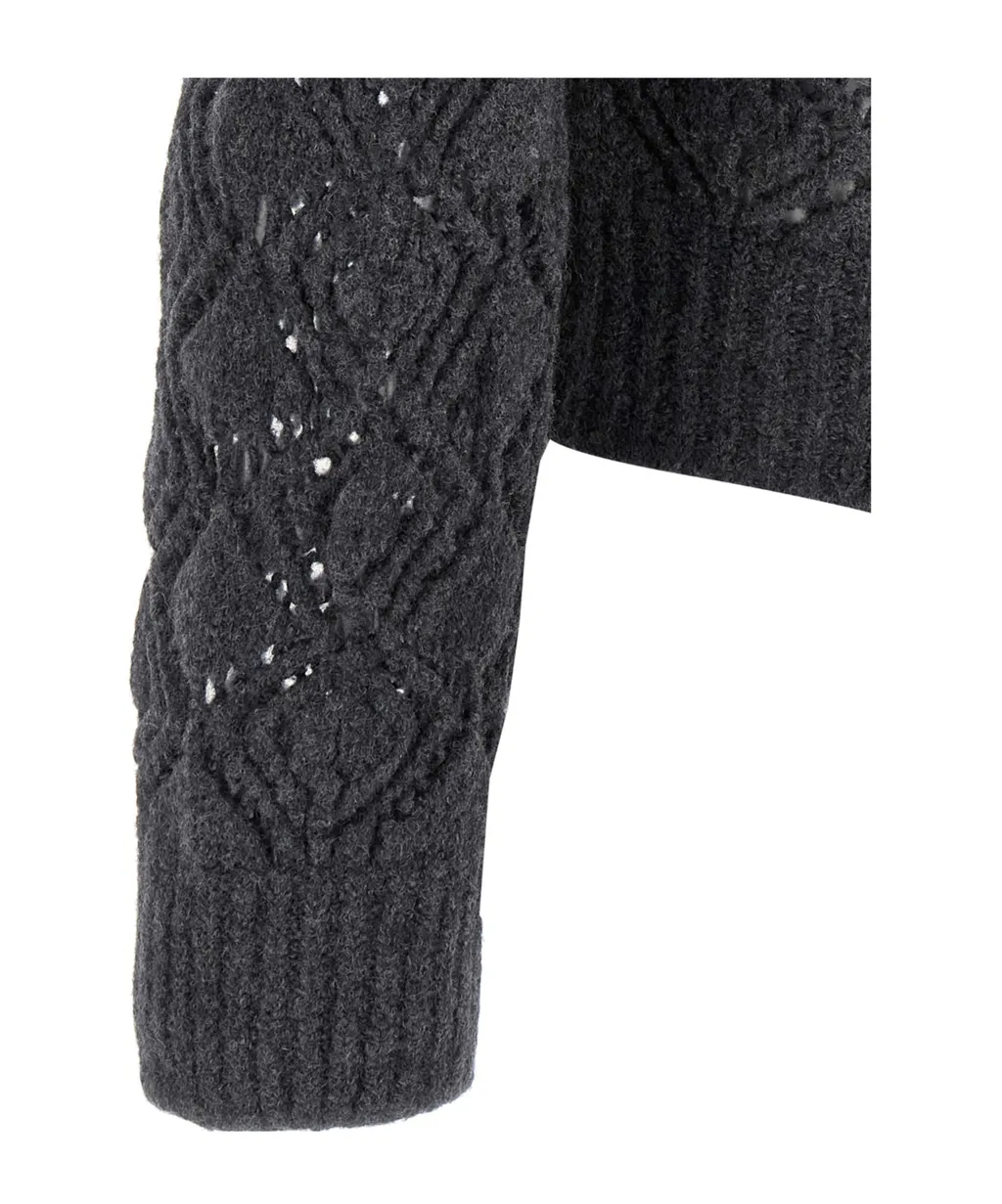 Openwork Zipped Knit Cardigan