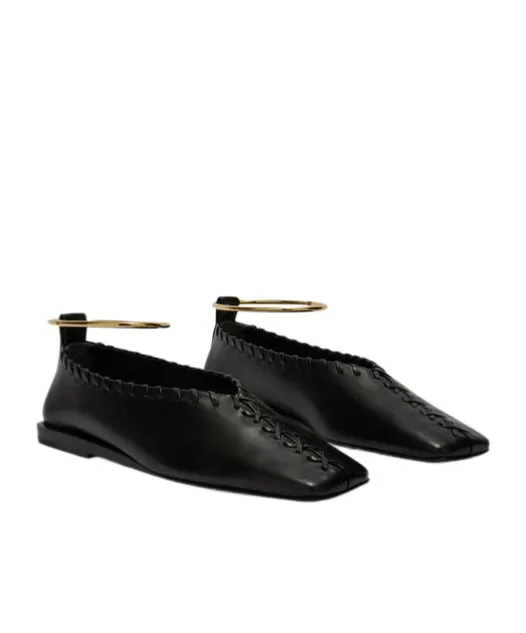 Ring-Detailed Stitching Ballet Flats