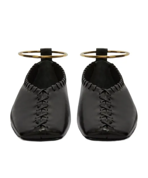 Ring-Detailed Stitching Ballet Flats