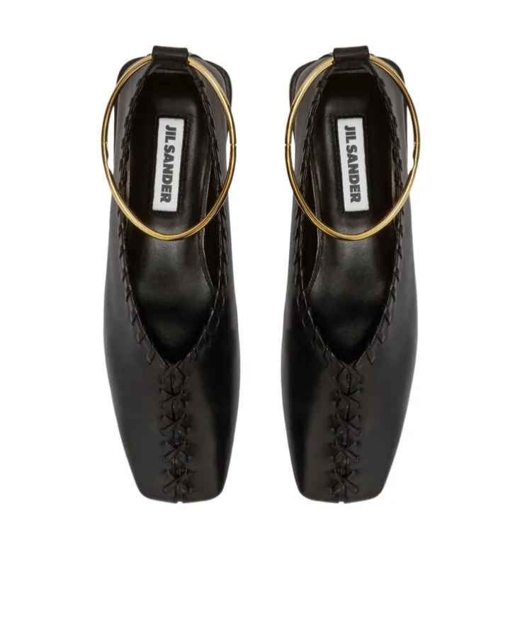 Ring-Detailed Stitching Ballet Flats
