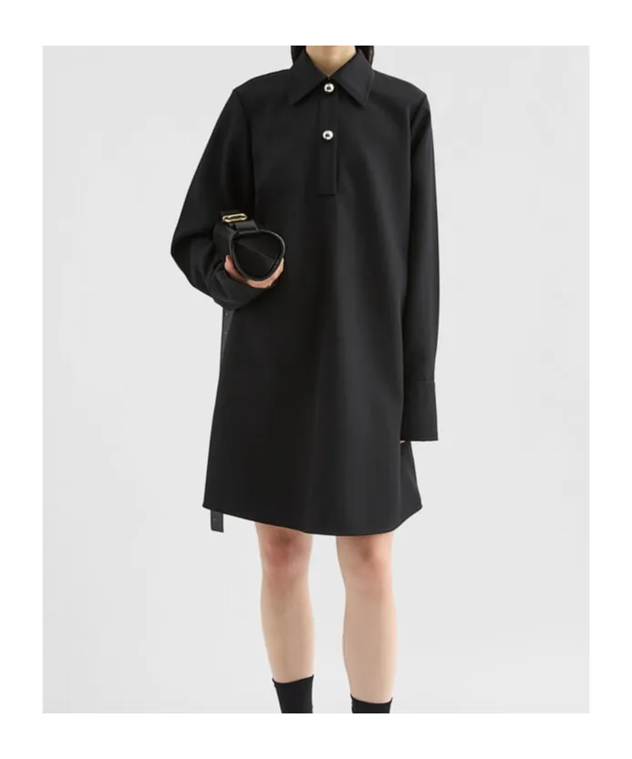 Wool Gabardine Polo Dress