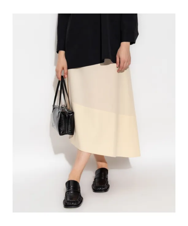Asymmetric-Hem High Waist Midi Skirt