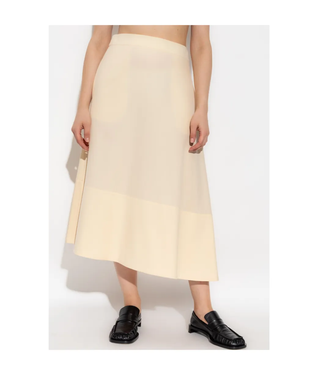 Asymmetric-Hem High Waist Midi Skirt