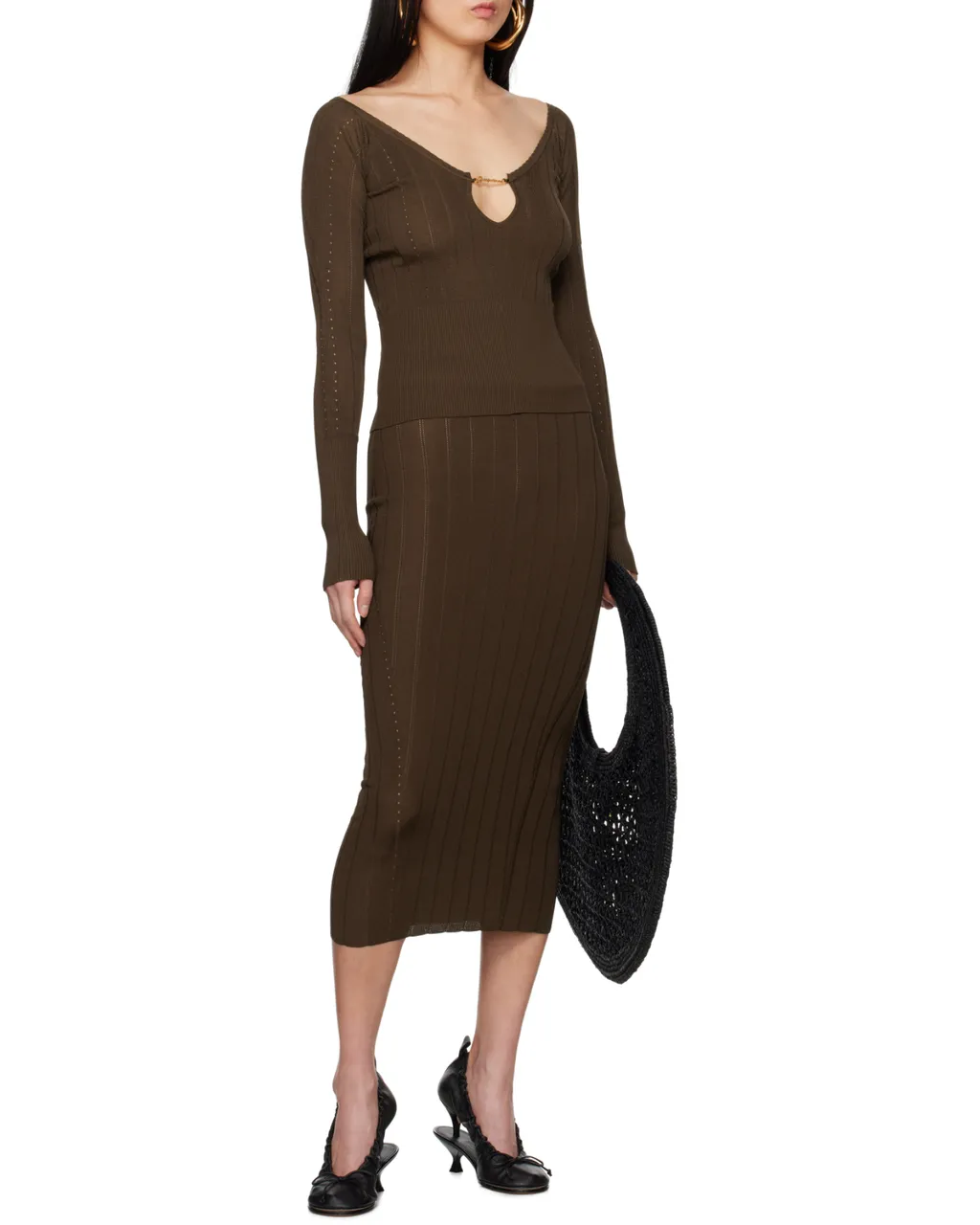 La Jupe Pralù Scallop Hem Midi Skirt