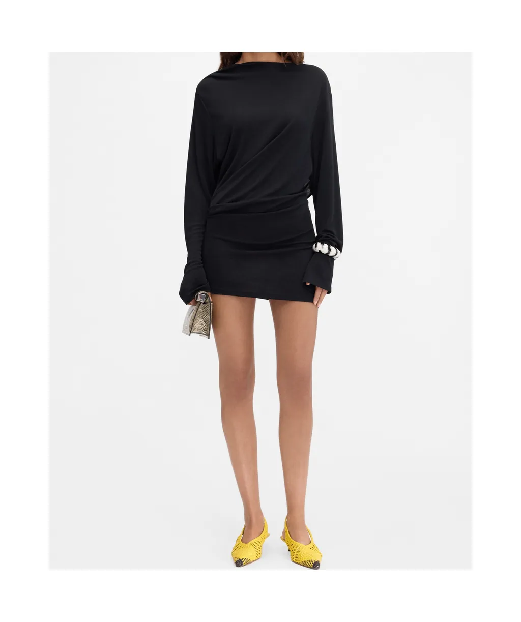 Gathered Long-Sleeve Dress