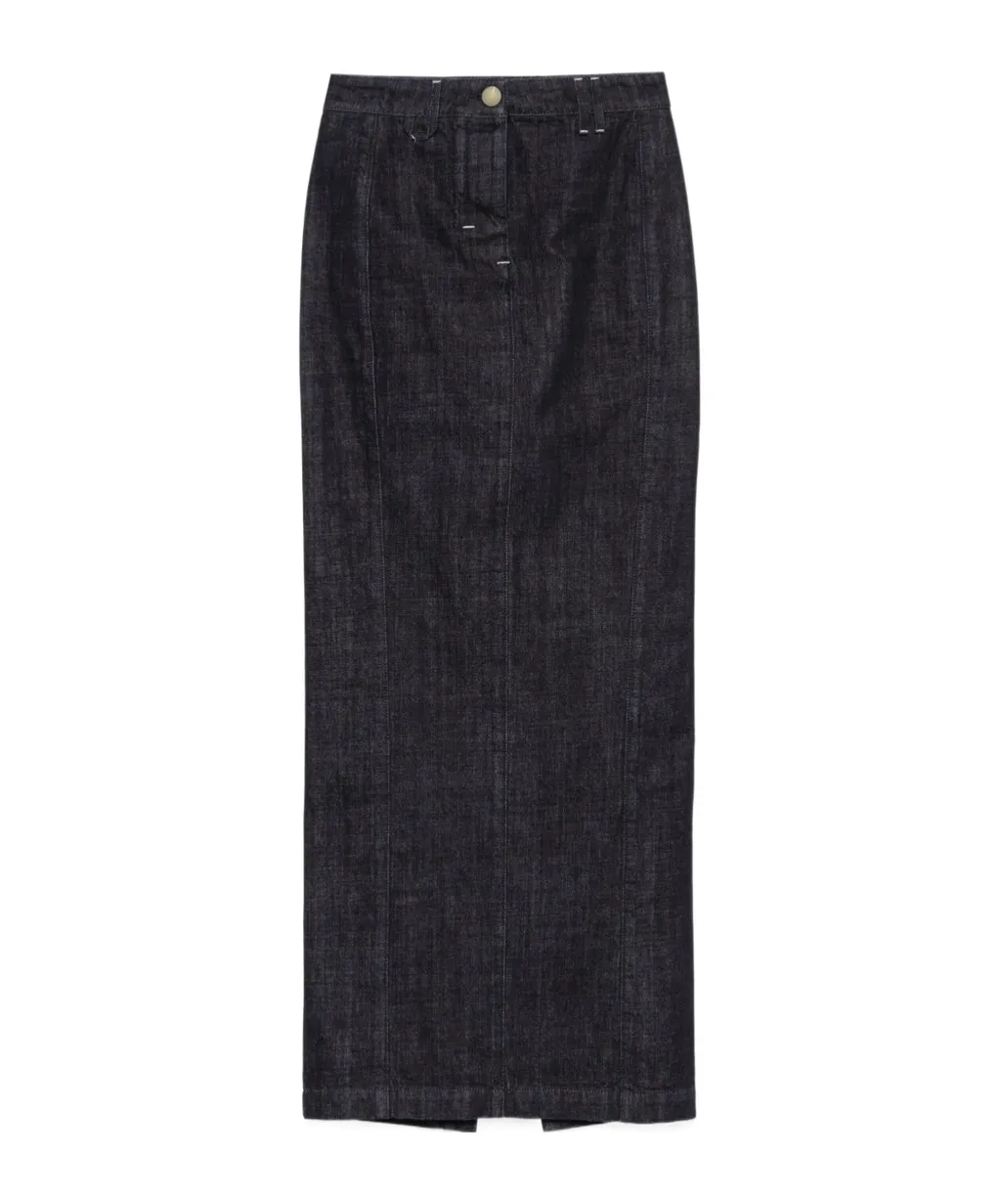 Le Jupe De-Nimes Rear Slit Maxi Skirt