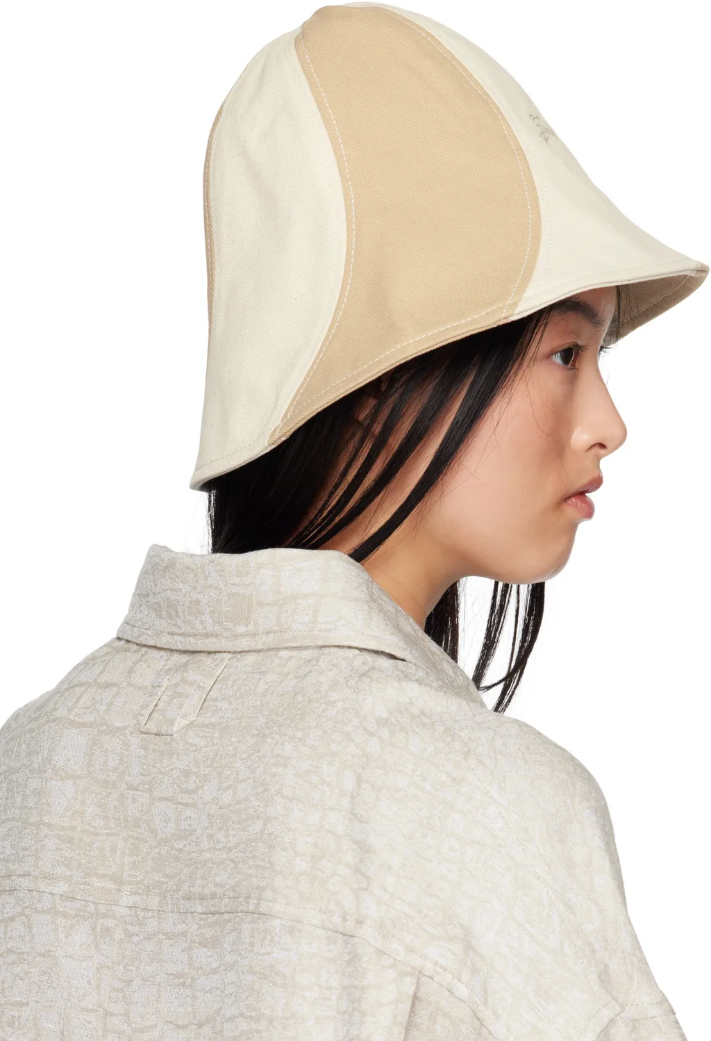 Logo Embroidered Striped Bucket Hat