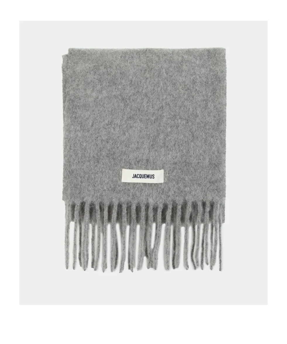 Logo Patch Fringed Scarf