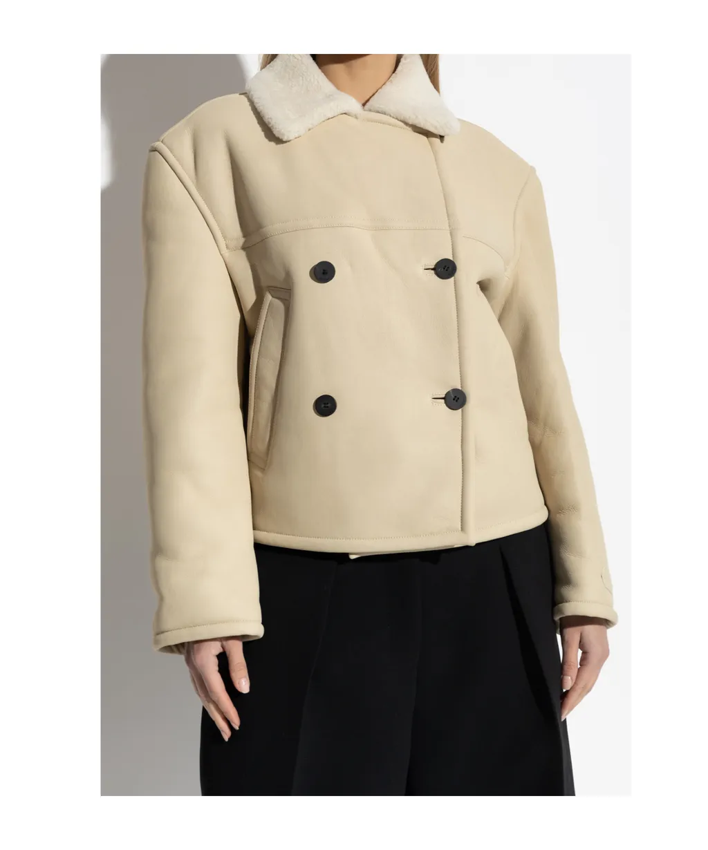 Double-Breasted Shearling Coat