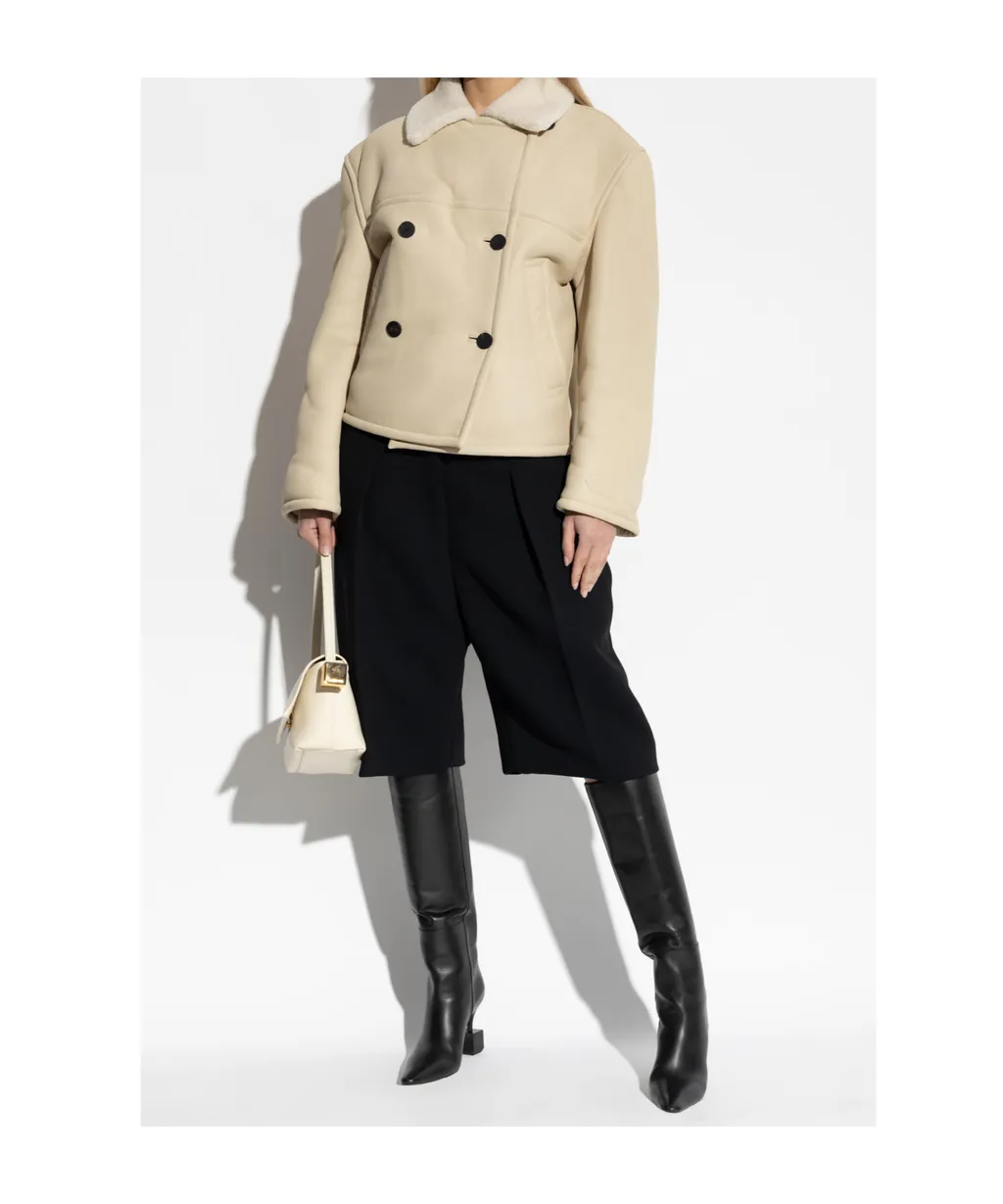 Double-Breasted Shearling Coat