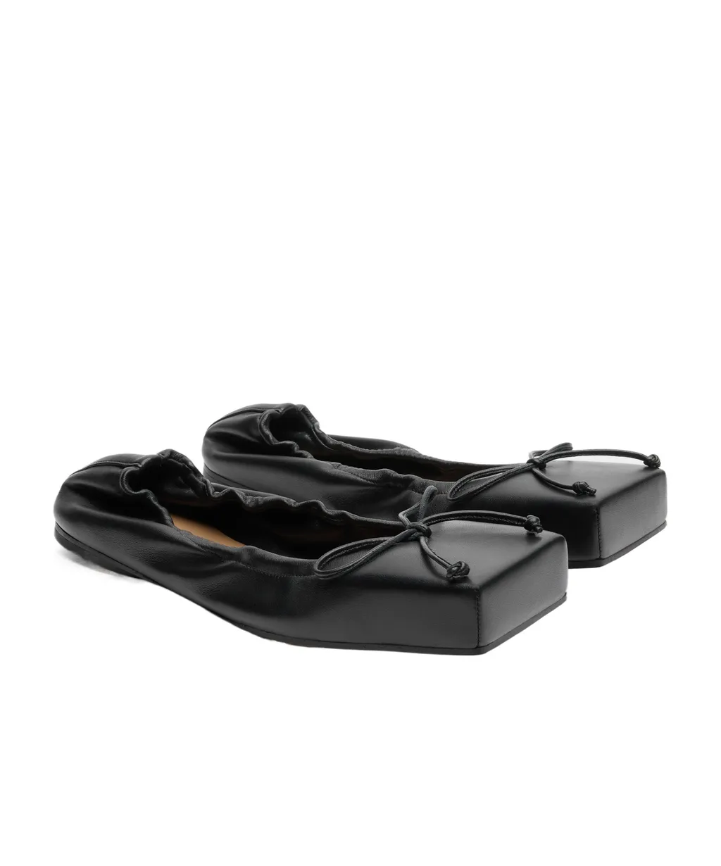 Bow Detailed Square-Toe Flats