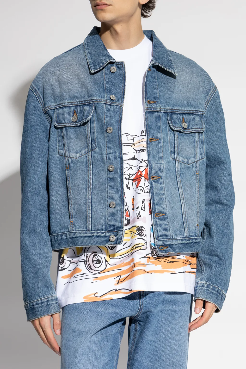 Collared Button-Up Denim Jacket