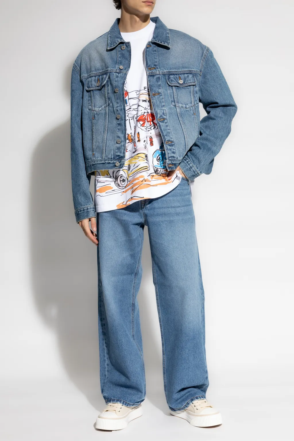 Collared Button-Up Denim Jacket