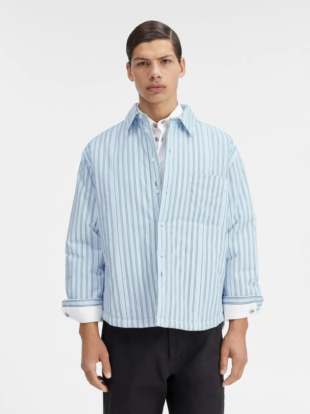 Striped Collared Long-Sleeve Shirt