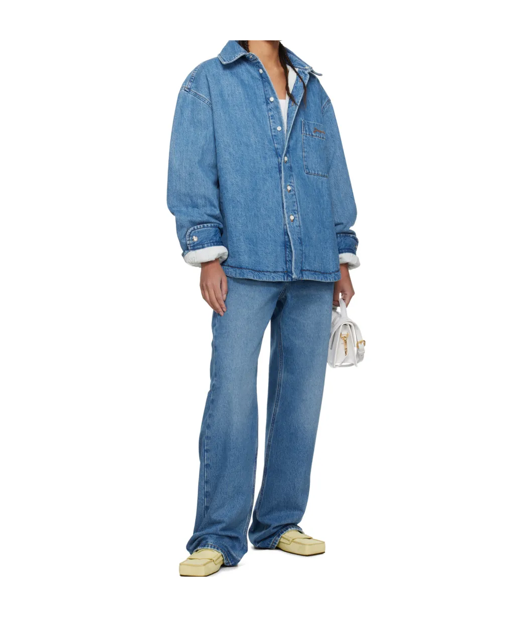 Logo Patch Straight Leg Jeans