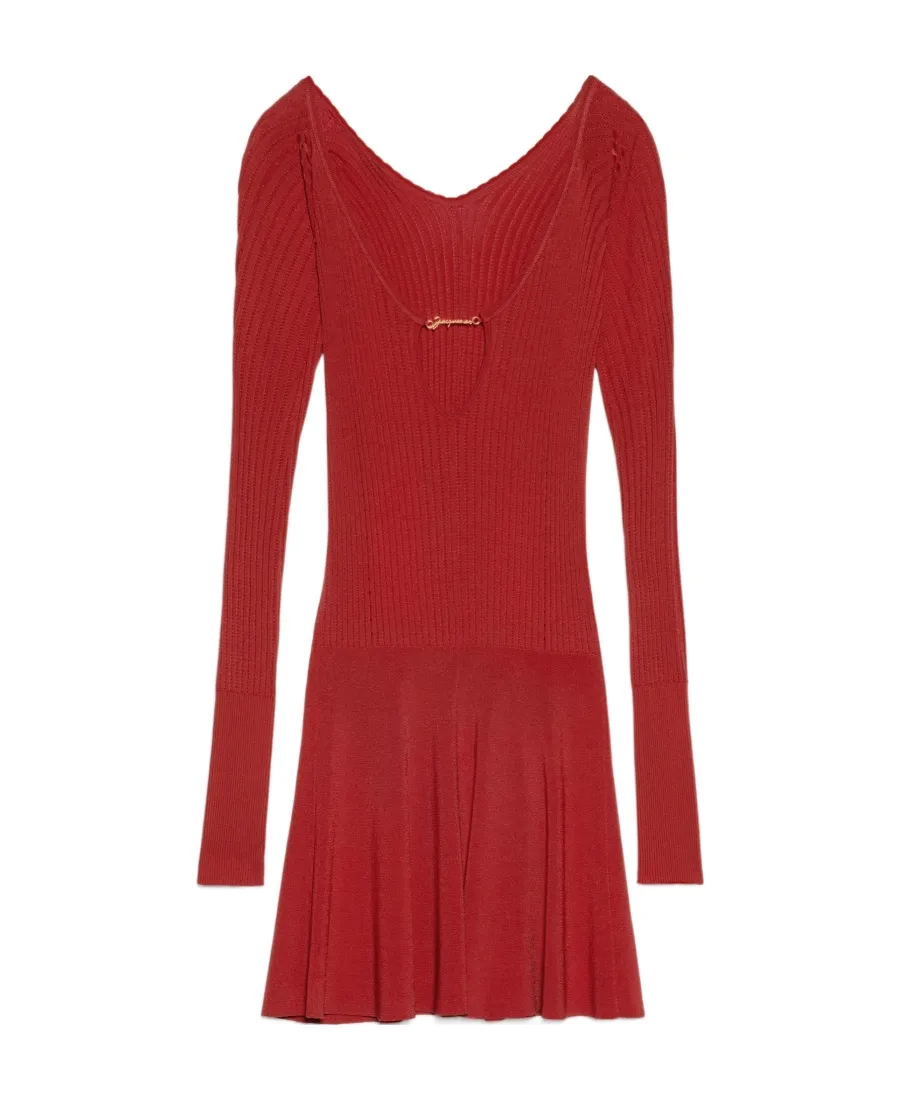 Long-Sleeve Scalloped Mini Dress