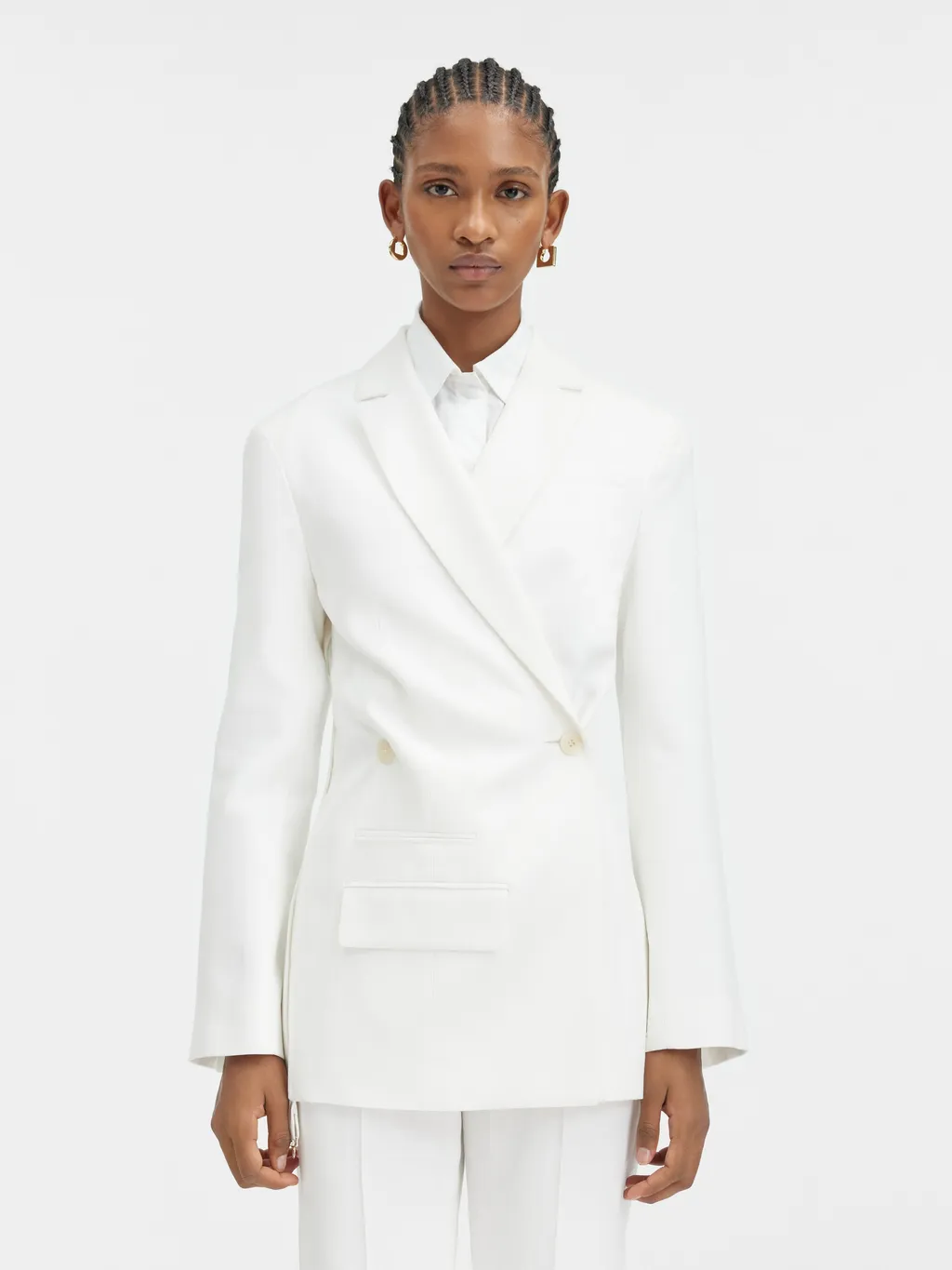 Crossover Double-Breasted Blazer