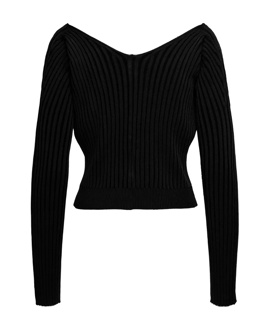 Ribbed-Knit Logo-Lettering Cardigan