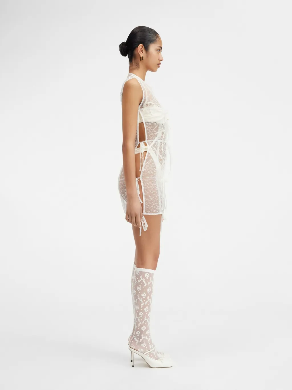 Sheer Ribbon Mini Dress