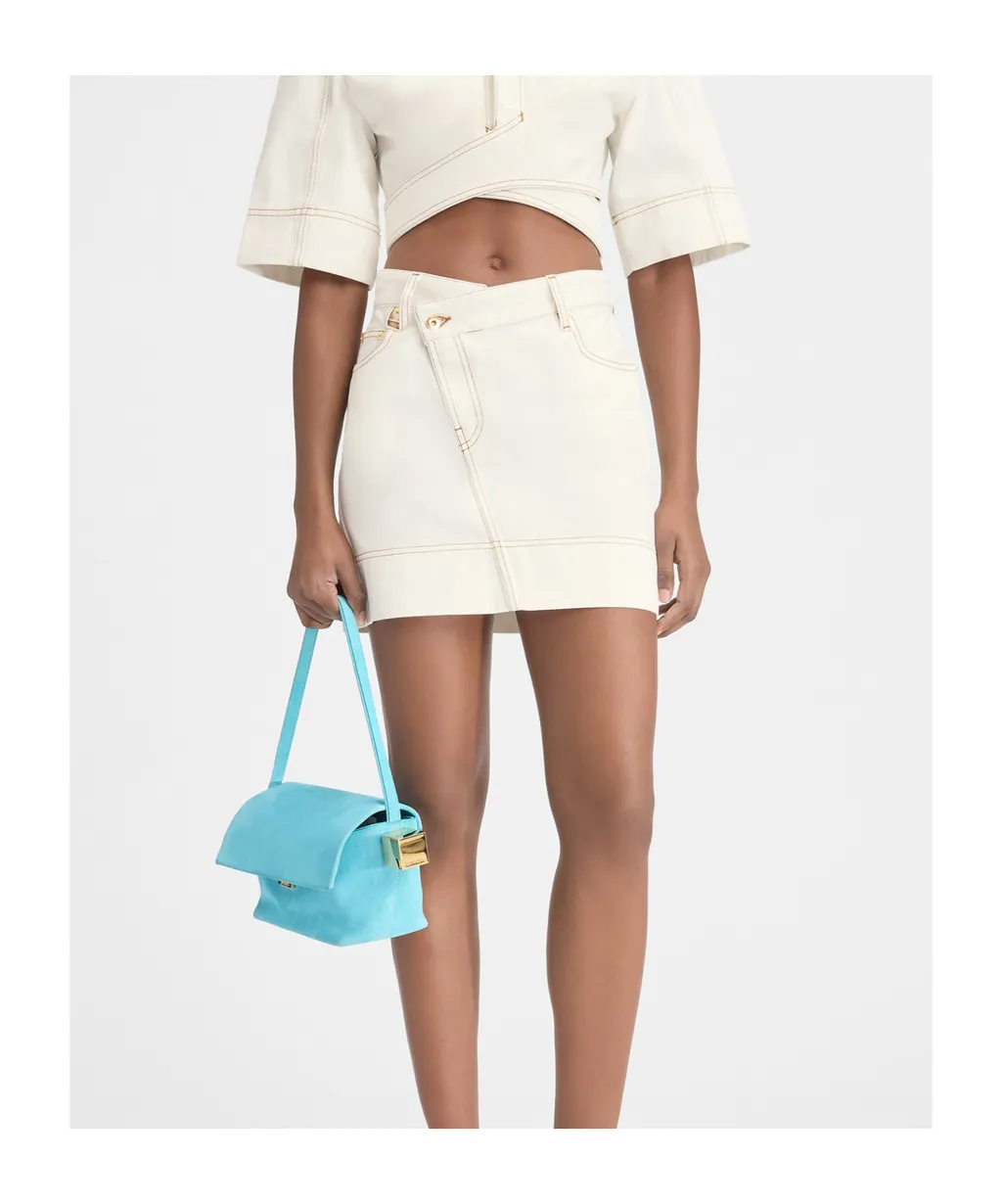 Asymmetric Mini Jean Skirt