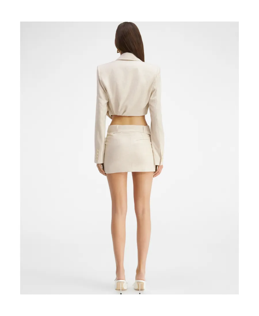 Ruched-Effect Cropped Tailor Blazer