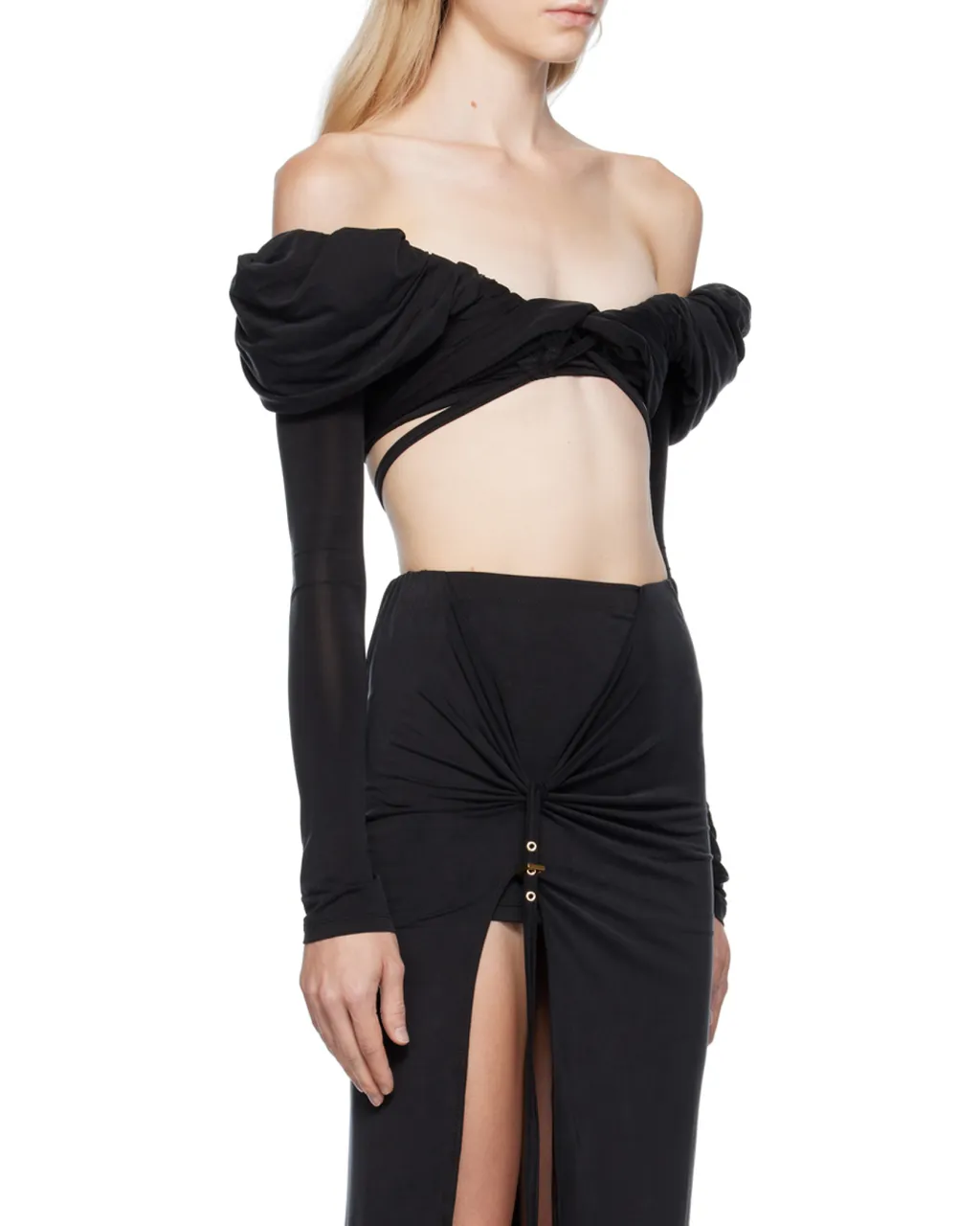 Ruffled Off-Shoulder Crop Top