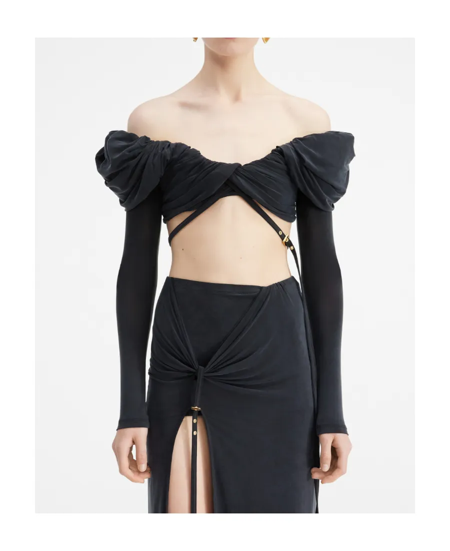 Ruffled Off-Shoulder Crop Top