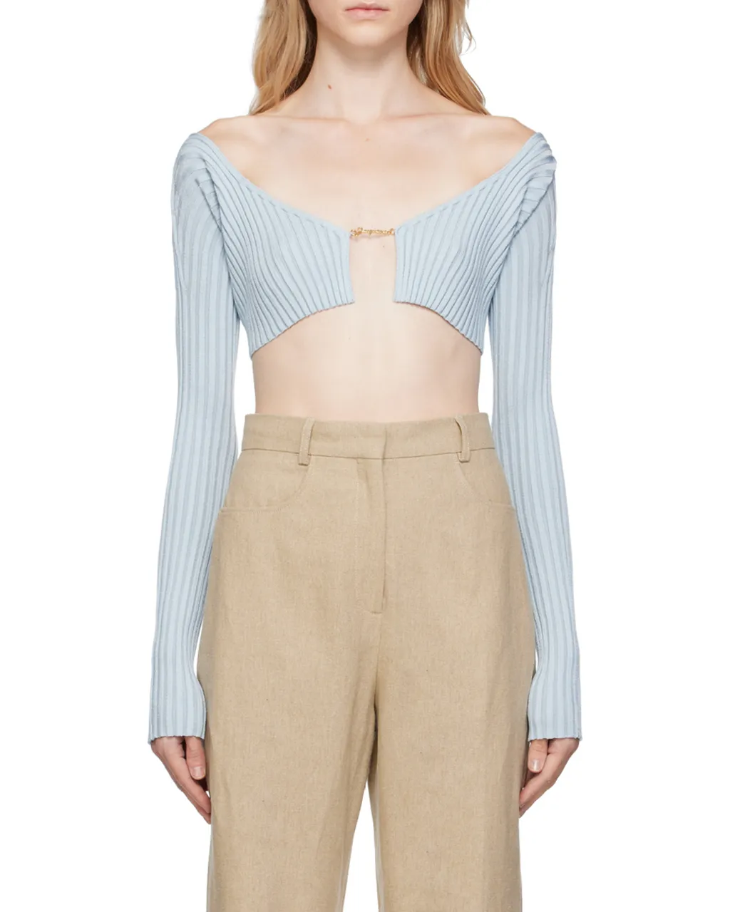 Ribbed Knit Cropped Cardigan