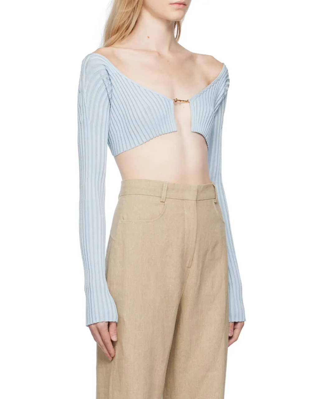 Ribbed Knit Cropped Cardigan