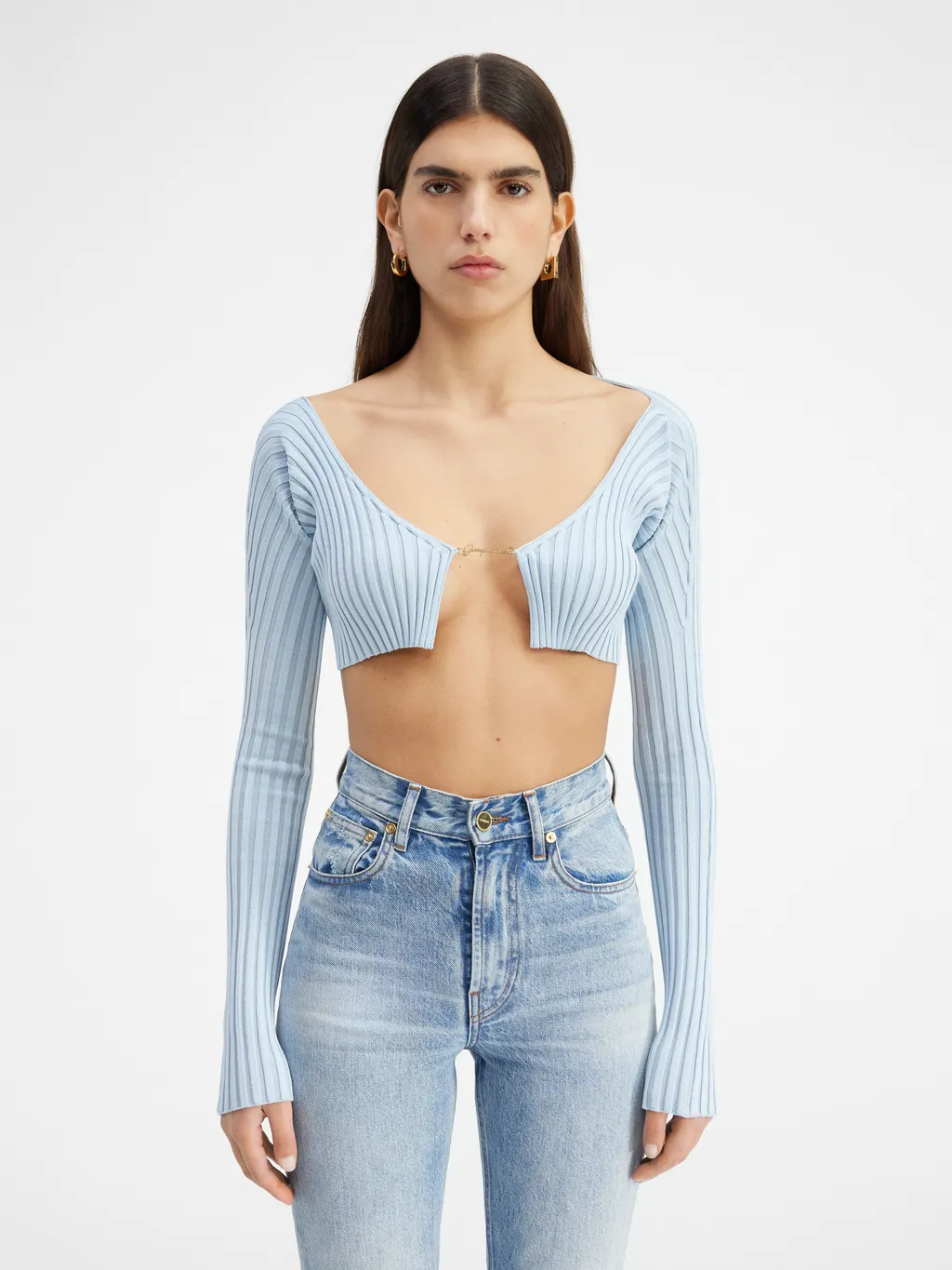 Ribbed Knit Cropped Cardigan