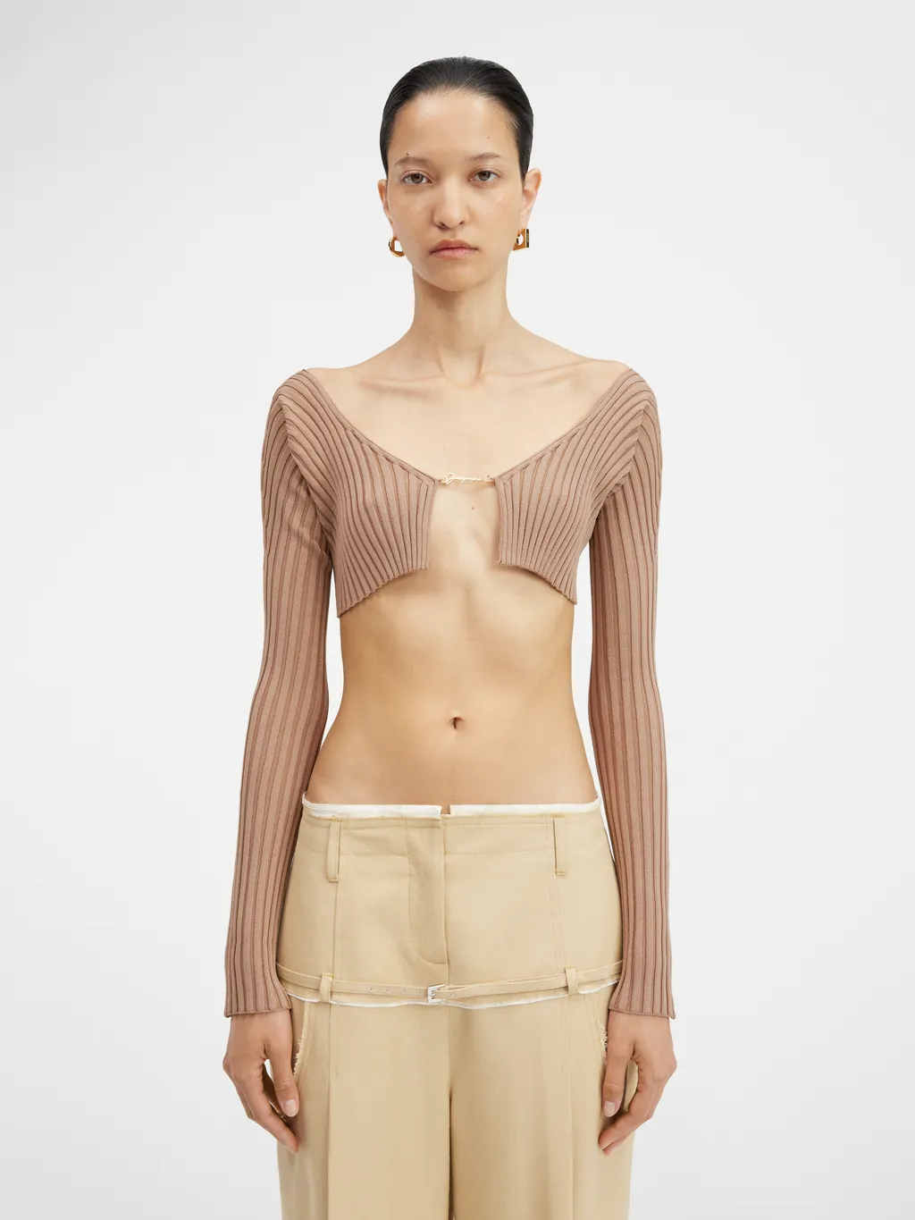 Ribbed Knit Cropped Cardigan