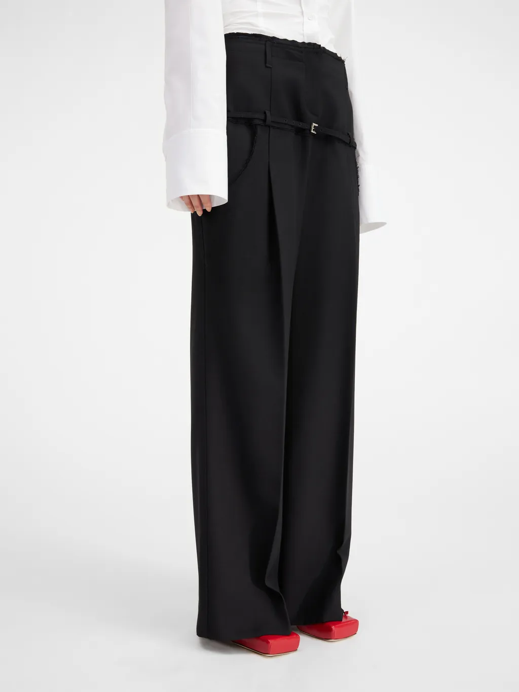 Belted Wide-Leg Pants