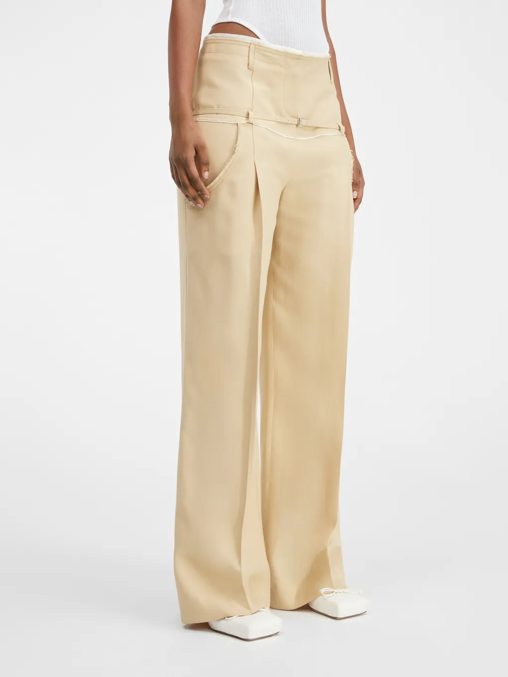Belted Wide-Leg Pants