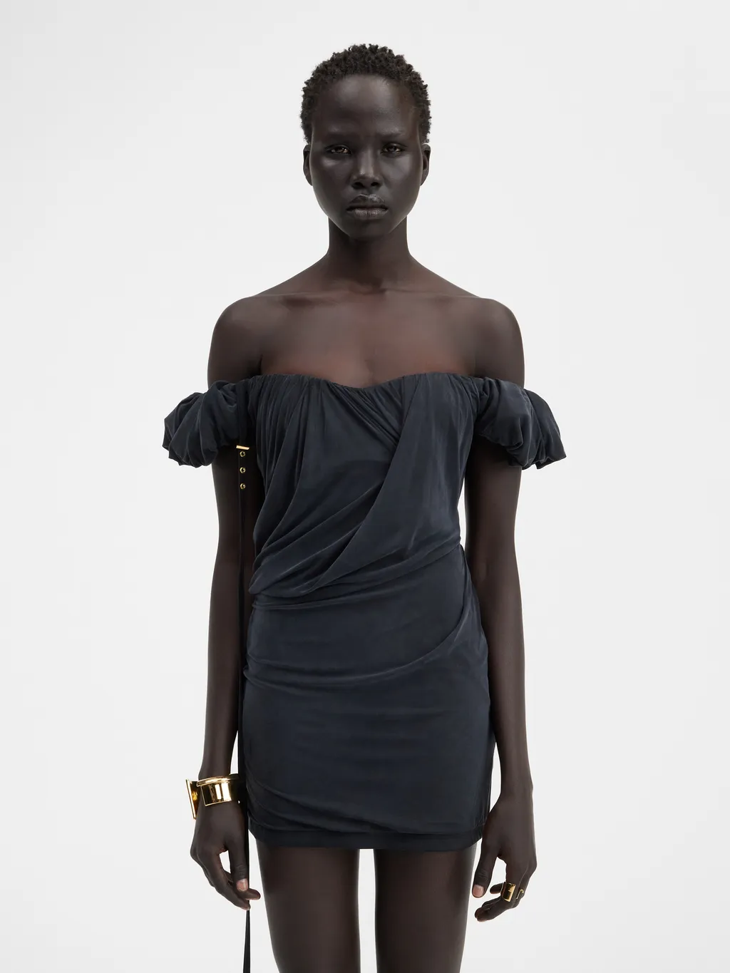 Asymmetric Draped Mini Dress