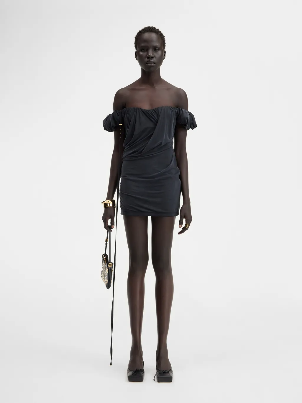 Asymmetric Draped Mini Dress