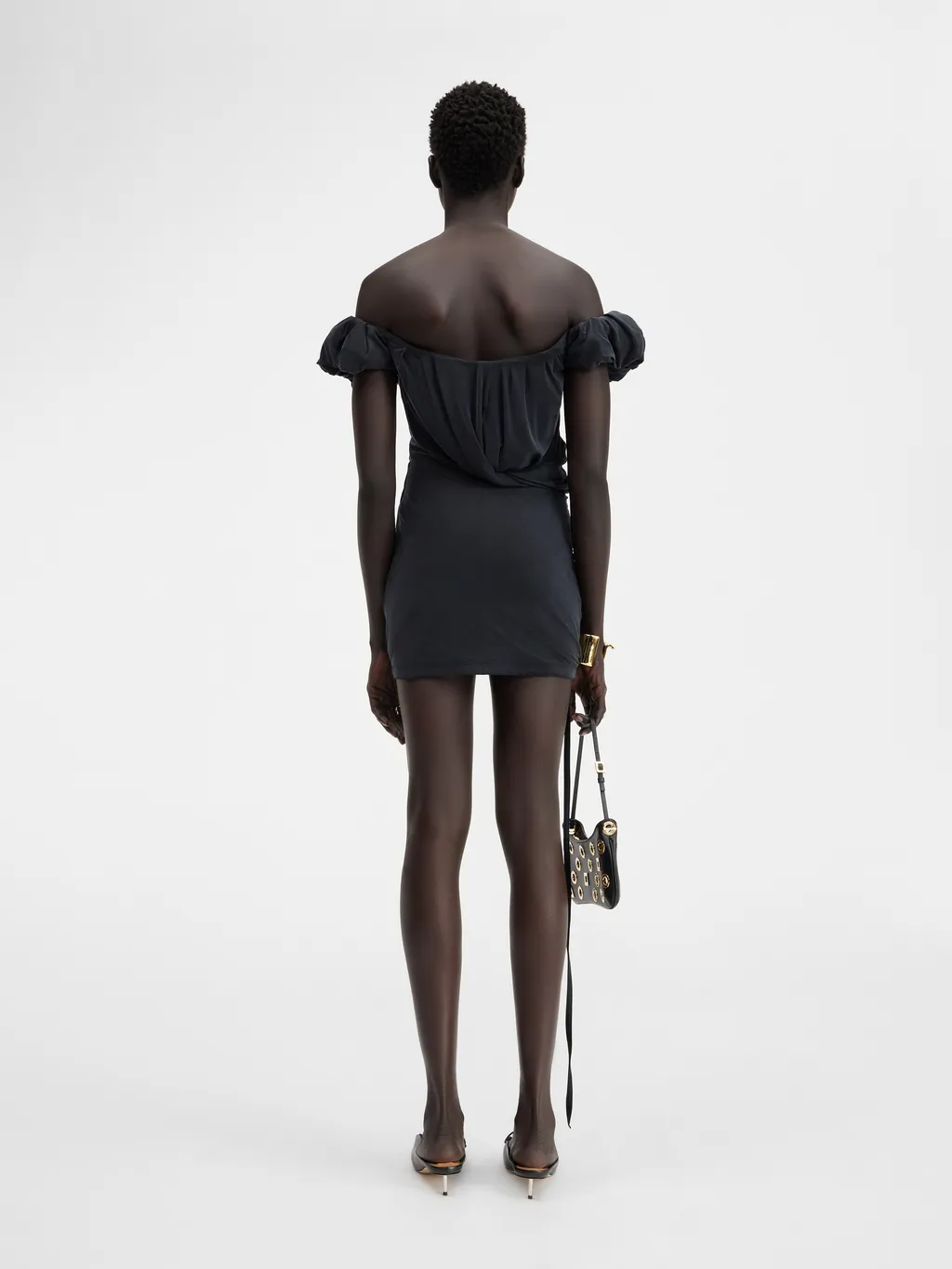 Asymmetric Draped Mini Dress