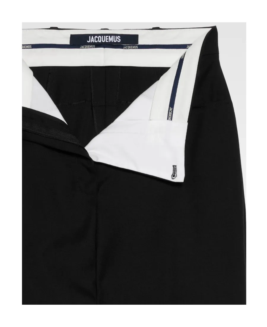 Belt-Loop Wool Casual Pants