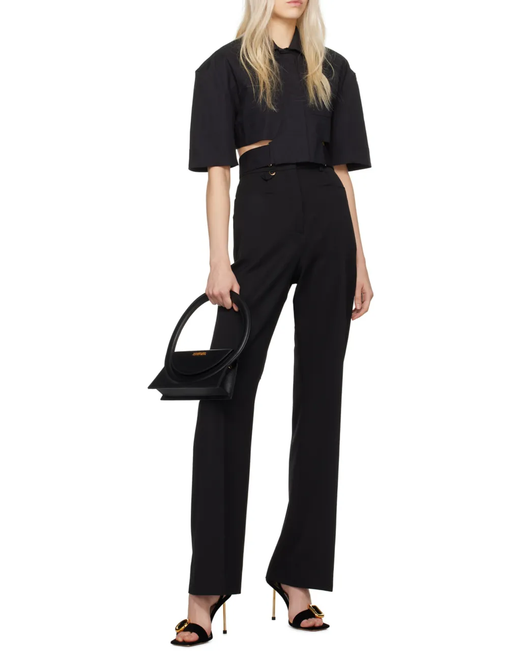 Belt-Loop Wool Casual Pants