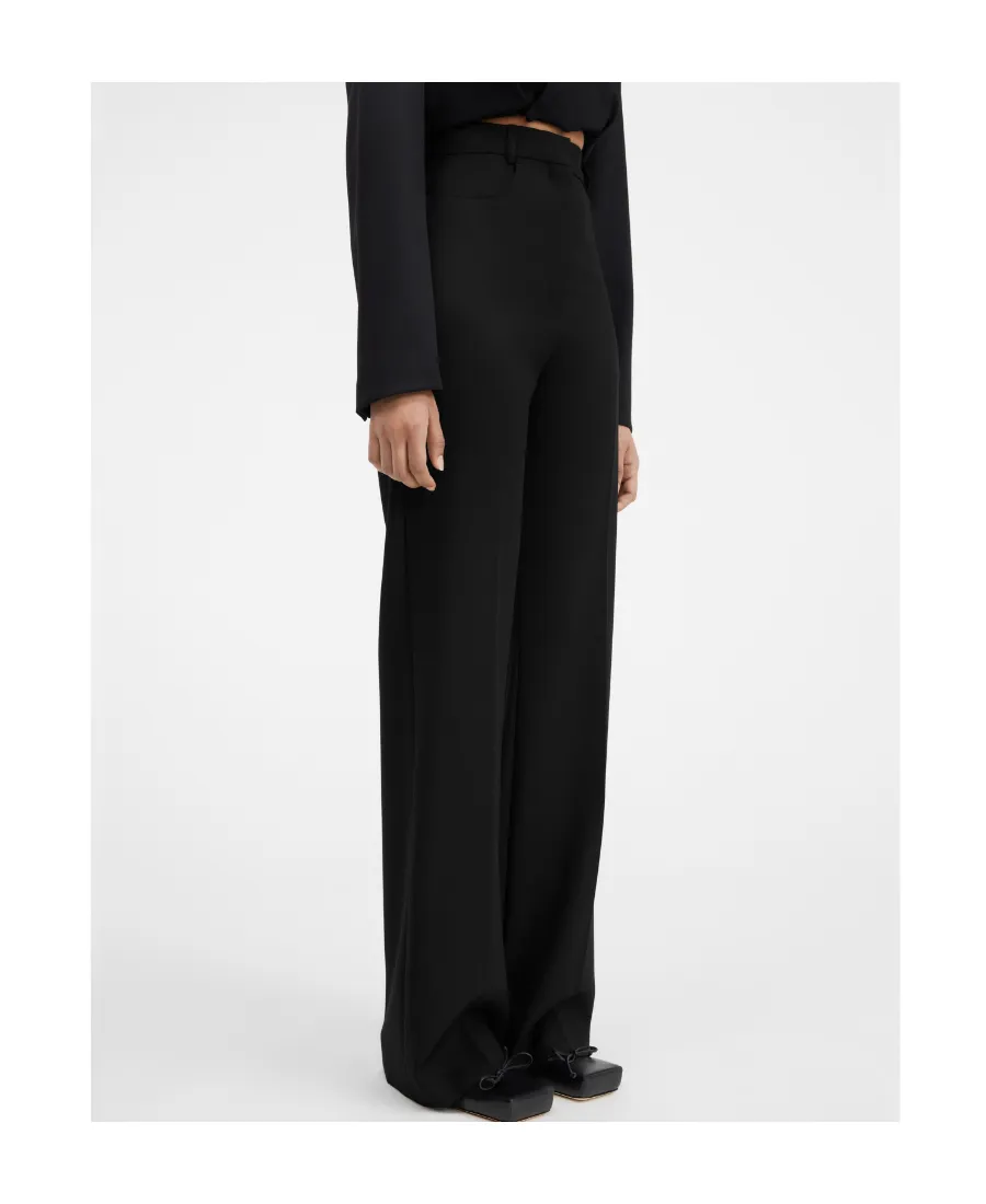 Belt-Loop Wool Casual Pants