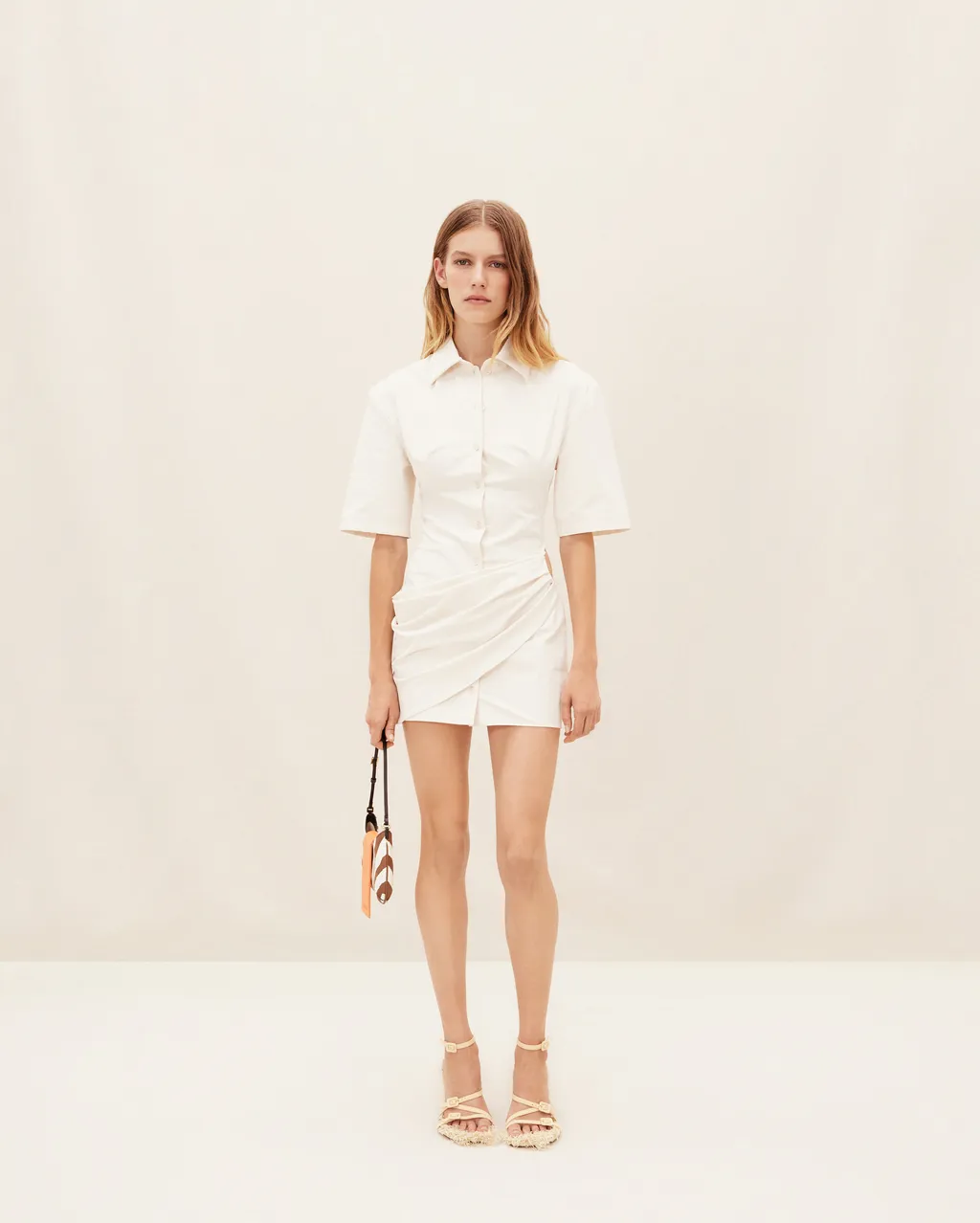 Camisa Draped Mini Shirt Dress