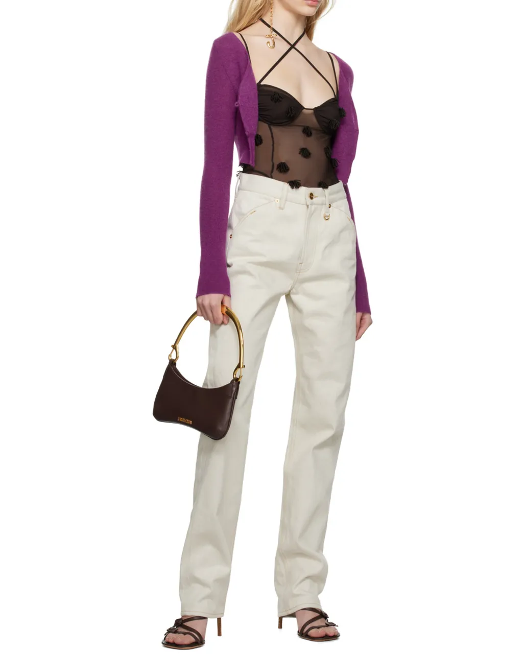Fringe-Detail Sheer Bodysuit